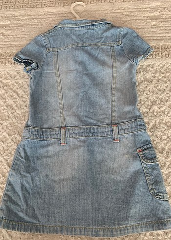 Nakışlı Düğmeli Kız Denim Elbise - Görsel 2