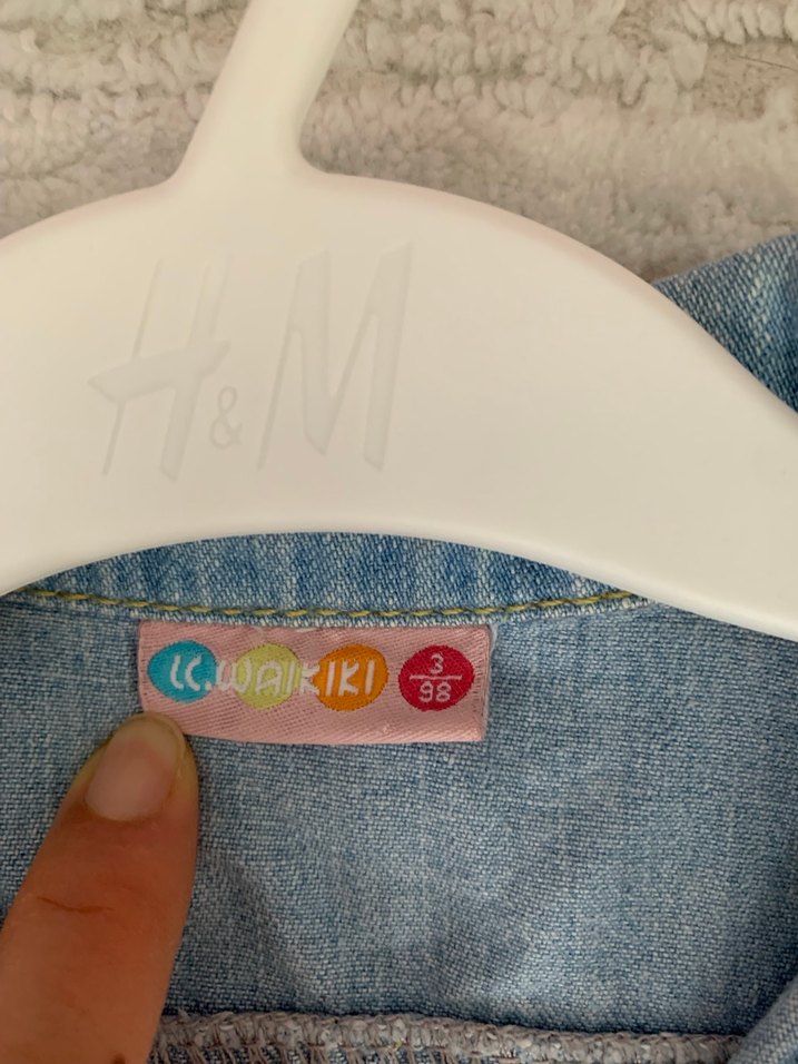 Nakışlı Düğmeli Kız Denim Elbise - Görsel 5