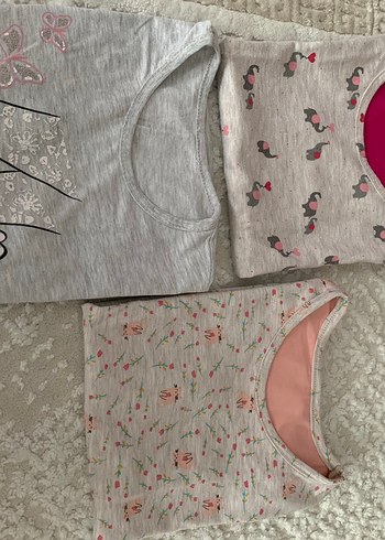 Kız Çocuk Nakışlı Gri ve karışık desenli Tişört. - Görsel 6