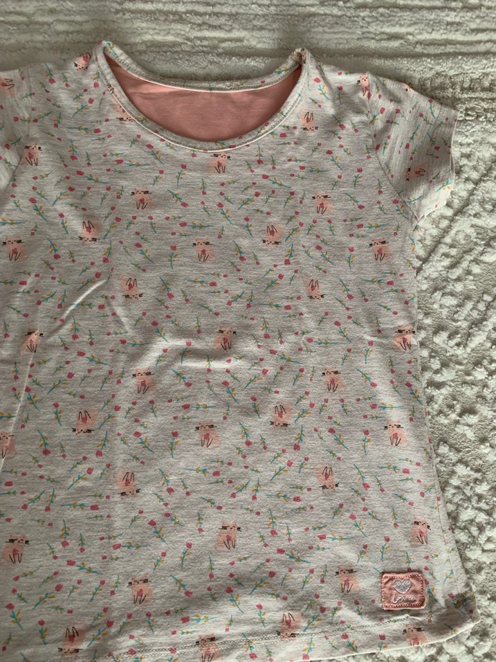 Kız Çocuk Nakışlı Gri ve karışık desenli Tişört. - Görsel 3