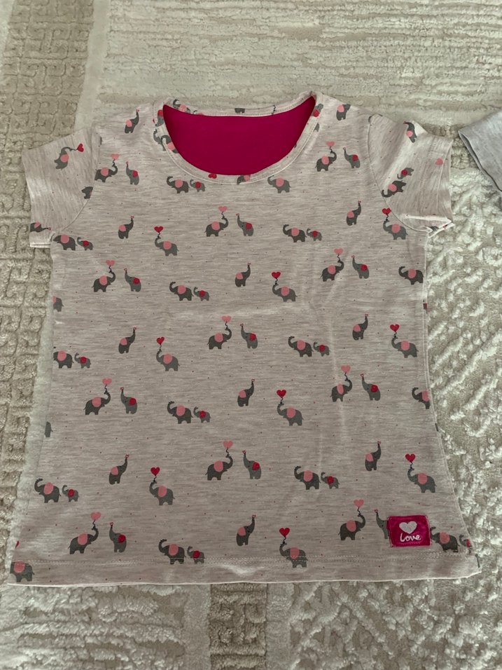 Kız Çocuk Nakışlı Gri ve karışık desenli Tişört. - Görsel 4