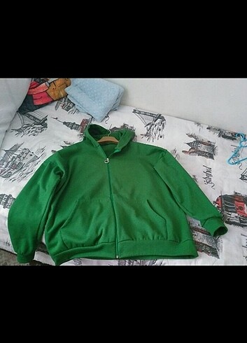 fermuarli yesil sweatshirt