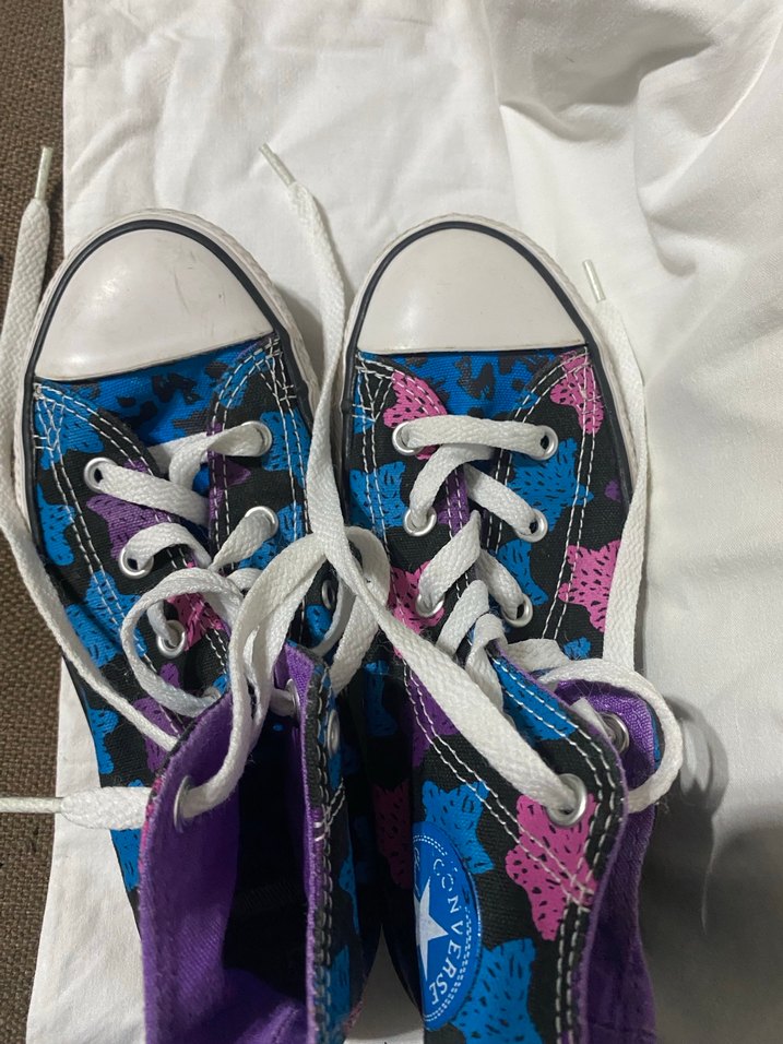 Kadın Mor Baskılı Cırt Cırtlı Dolgu Topuk Spor Ayakkabı - Görsel 5