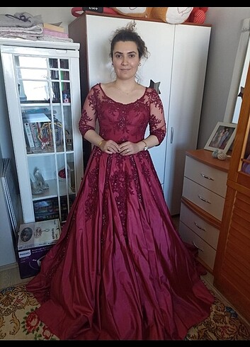 Diğer Bordo bindallı 44 beden saten