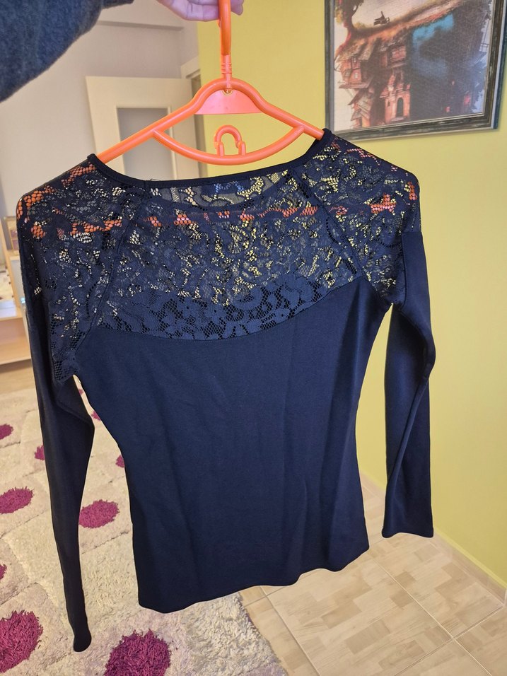 ADL CODENTRY Dantel Detaylı Siyah Uzun Kollu Bluz M Beden - Görsel 2