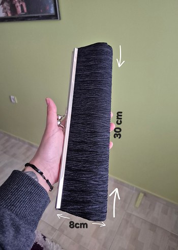 Siyah Saten Clutch Portföy El Çantası - Görsel 5