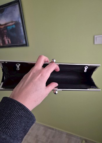 Siyah Saten Clutch Portföy El Çantası - Görsel 8