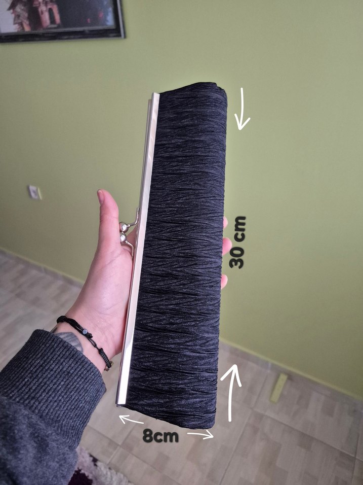 Siyah Saten Clutch Portföy El Çantası - Görsel 5