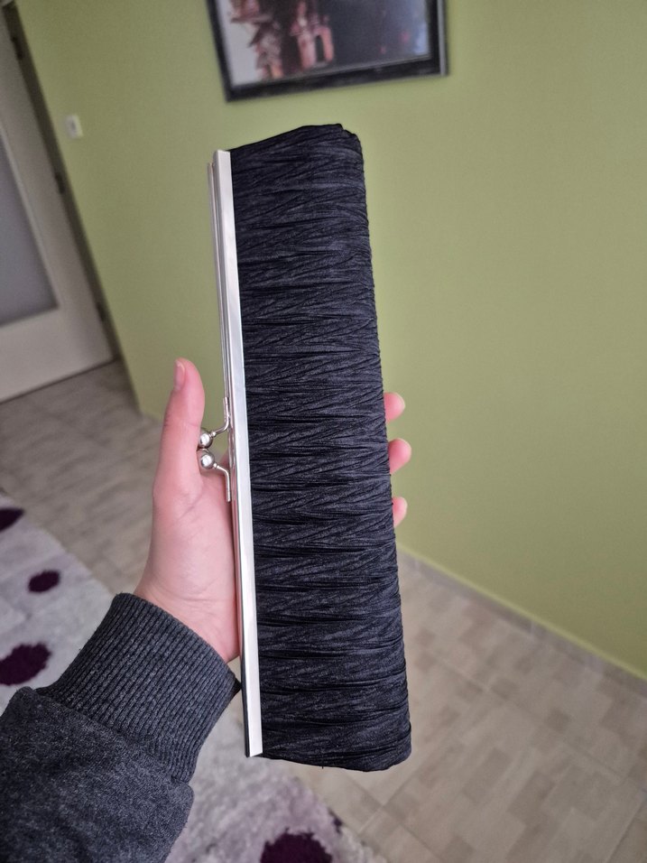 Siyah Saten Clutch Portföy El Çantası - Görsel 2