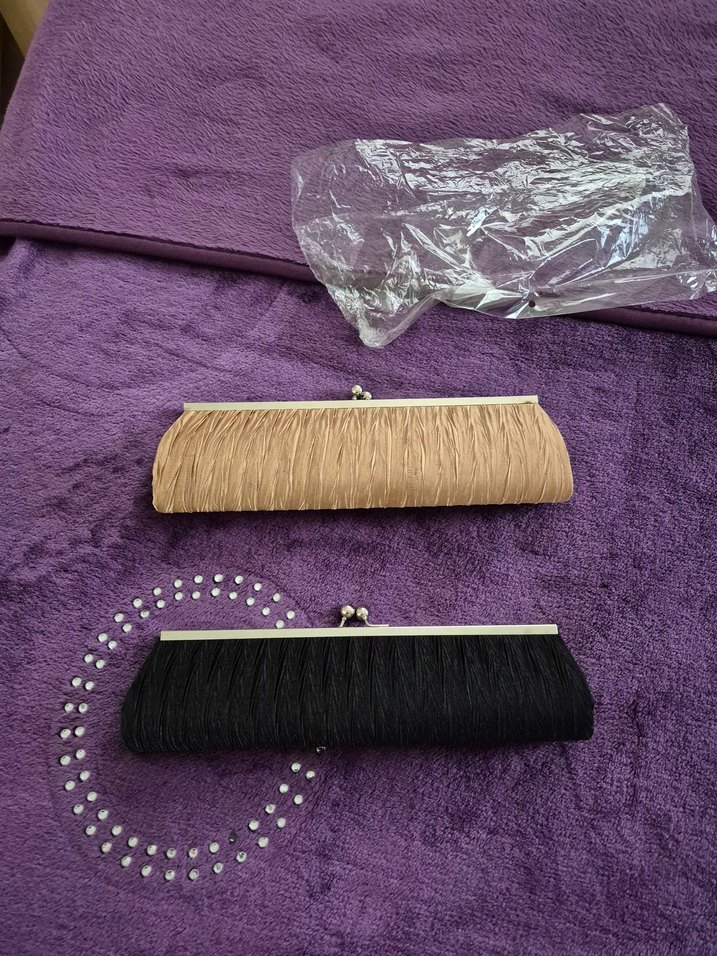 Siyah Saten Clutch Portföy El Çantası - Görsel 4