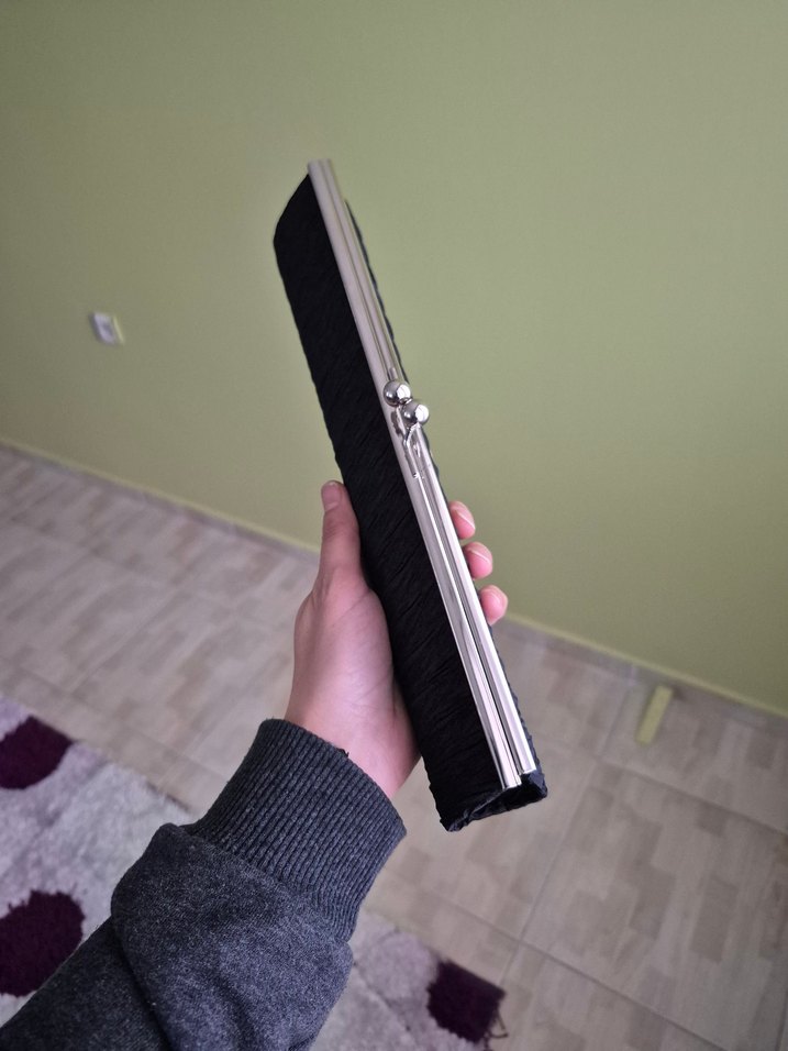 Siyah Saten Clutch Portföy El Çantası - Görsel 3