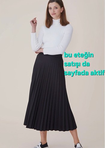 Siyah Pilili Kadife Süet Uzun Etek - Görsel 5