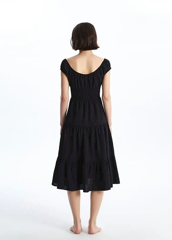 Poplin Pamuklu Kumaş Uzun Bohem Elbise - Görsel 5