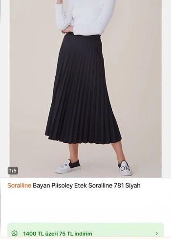 Pileli / Pilili Siyah Midi Etek - Görsel 2