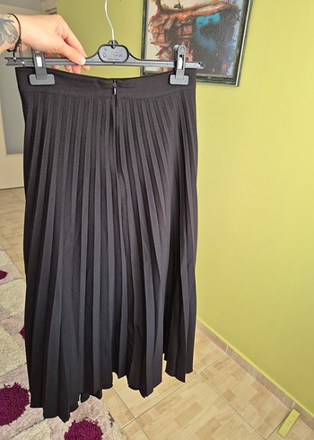 Pileli / Pilili Siyah Midi Etek - Görsel 10