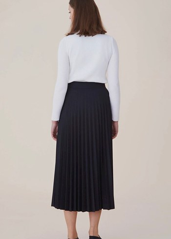 Pileli / Pilili Siyah Midi Etek - Görsel 3