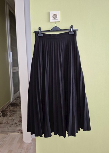 Pileli / Pilili Siyah Midi Etek - Görsel 7