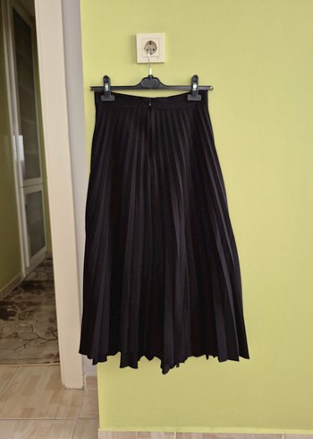 Pileli / Pilili Siyah Midi Etek - Görsel 6