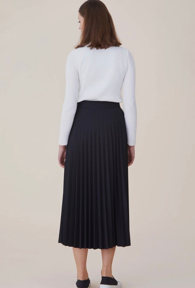 Pileli / Pilili Siyah Midi Etek - Görsel 3