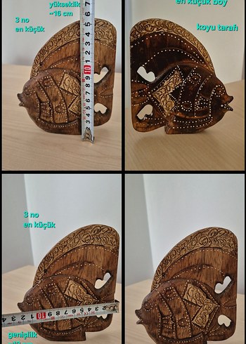 Ahşap El işçiliği Bereket ve Şans Balık Figürleri Seti - Görsel 6