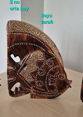 Ahşap El işçiliği Bereket ve Şans Balık Figürleri Seti - Görsel 12