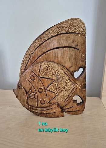 Ahşap El işçiliği Bereket ve Şans Balık Figürleri Seti - Görsel 7