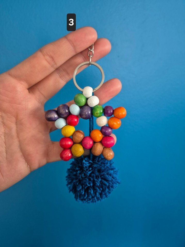 Ahşap Boncuk Yıldız Bohem Anahtarlık - Görsel 4