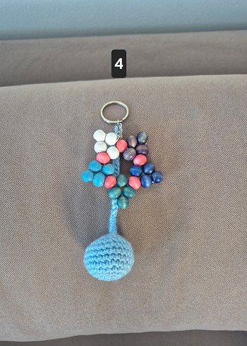 Renkli Ahşap Boncuklu Yıldız Bohem Anahtarlık - Görsel 9