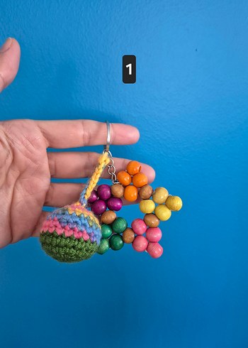 Renkli Ahşap Boncuklu Yıldız Bohem Anahtarlık - Görsel 2