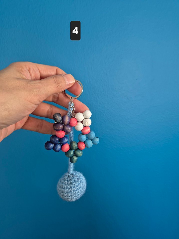 Renkli Ahşap Boncuklu Yıldız Bohem Anahtarlık - Görsel 5