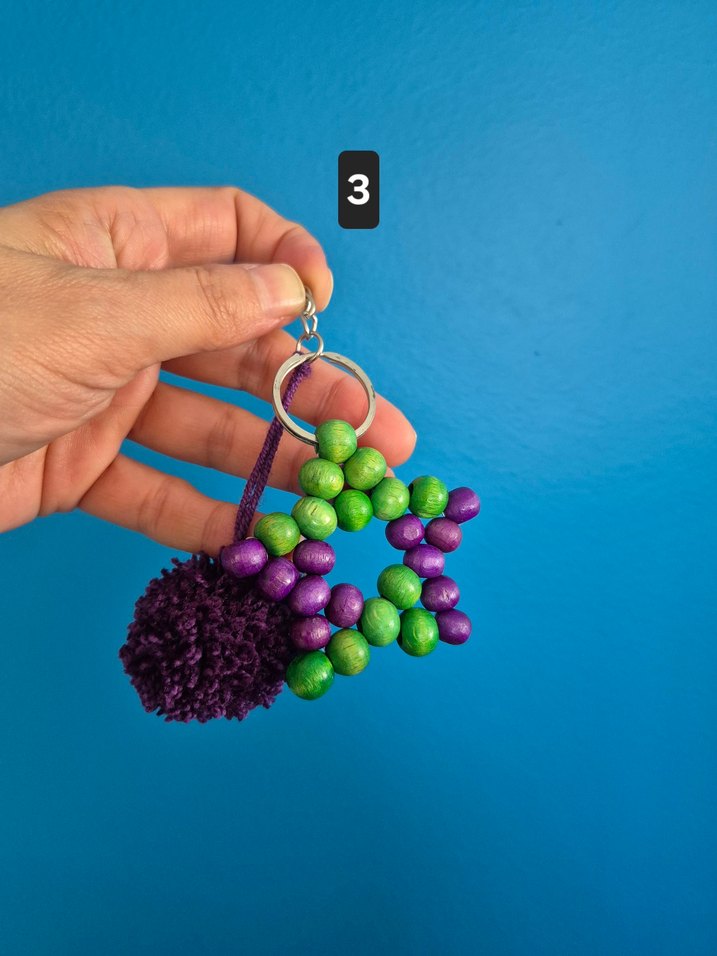 Renkli Ahşap Boncuklu Yıldız Bohem Anahtarlık - Görsel 4