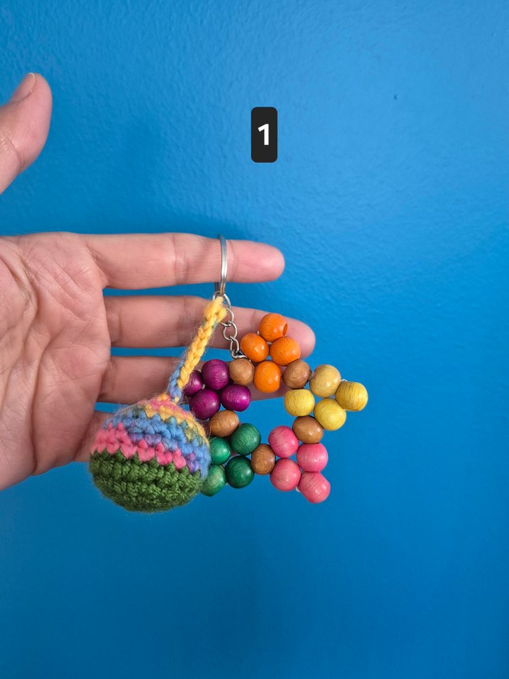 Renkli Ahşap Boncuklu Yıldız Bohem Anahtarlık - Görsel 2