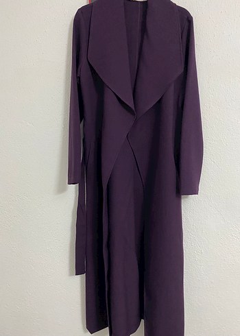 Mor Uzun Boy Klasik Kadın Pardesü - Görsel 3