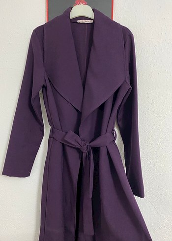 Mor Uzun Boy Klasik Kadın Pardesü - Görsel 2