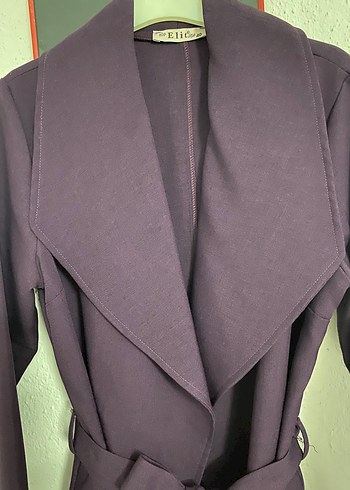 Mor Uzun Boy Klasik Kadın Pardesü - Görsel 6