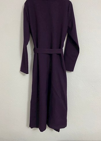 Mor Uzun Boy Klasik Kadın Pardesü - Görsel 4