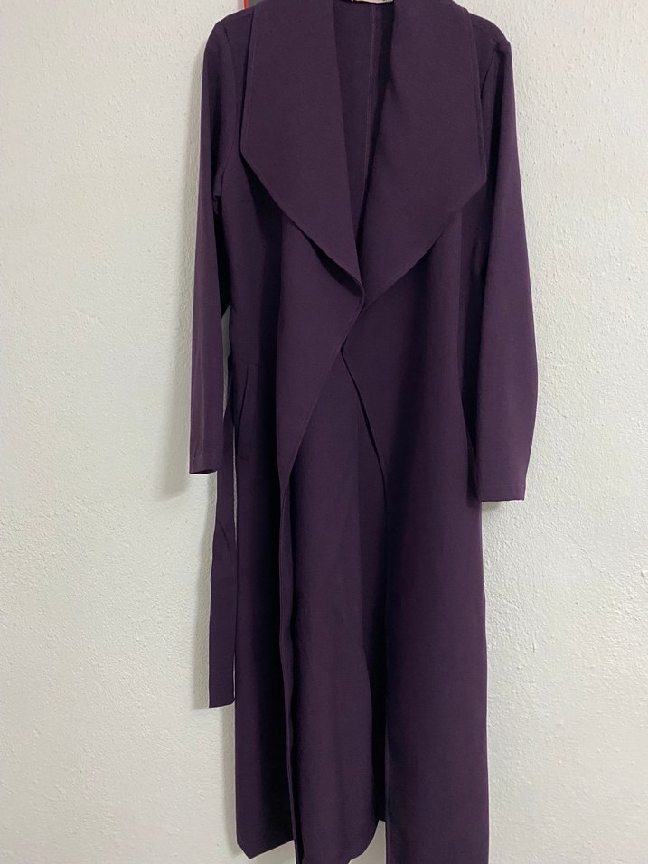 Mor Uzun Boy Klasik Kadın Pardesü - Görsel 3