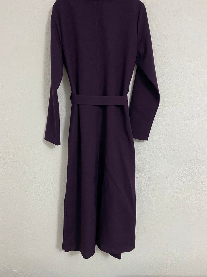 Mor Uzun Boy Klasik Kadın Pardesü - Görsel 4