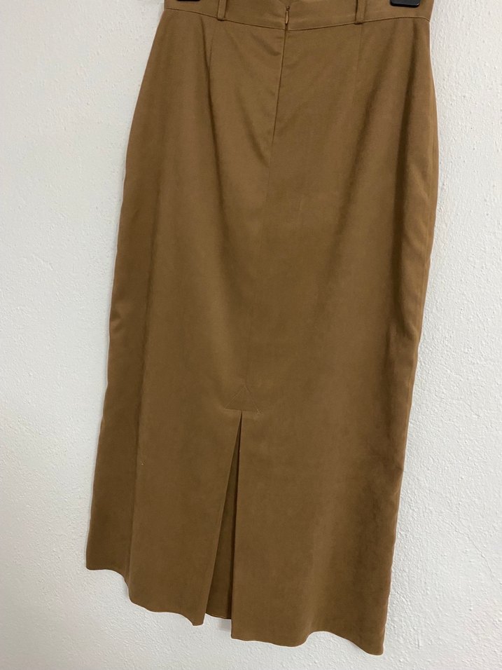 Alvina taba Kadın Uzun Süet Etek - Görsel 4