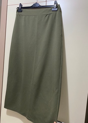 Kadın Haki lastikli uzun etek - Görsel 2