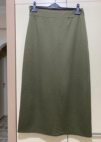 Kadın Haki lastikli uzun etek - Görsel 3