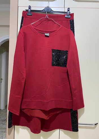 Kadın Bordo Payetli Eşofman Takımı - Görsel 2