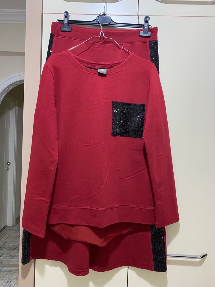 Kadın Bordo Payetli Eşofman Takımı - Görsel 2