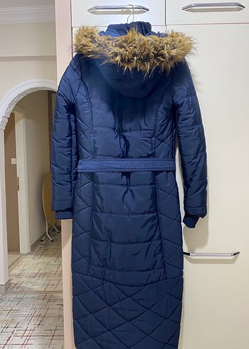 Kadın Lacivert Uzun Kürklü Kışlık Mont - Görsel 4