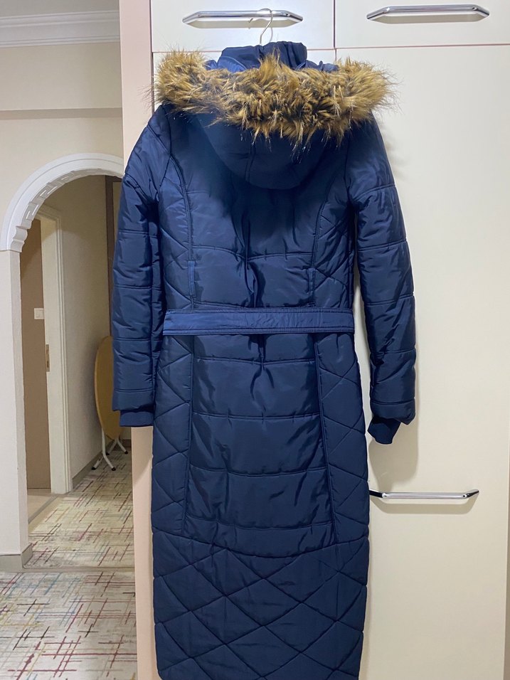 Kadın Lacivert Uzun Kürklü Kışlık Mont - Görsel 4