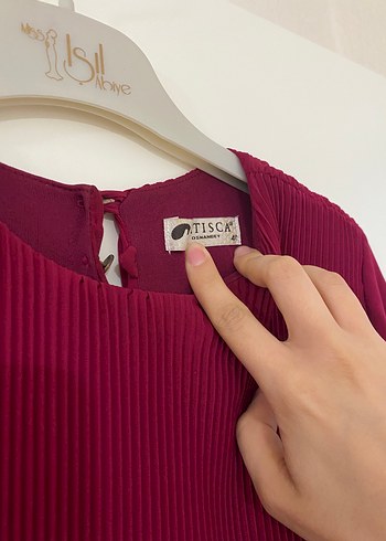 Mürdüm şifon Piliseli Uzun Kollu Kadın Elbise - Görsel 4