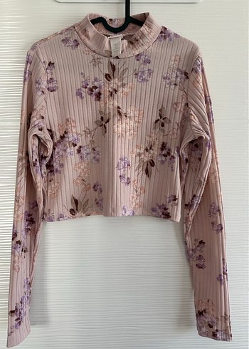 H&M Çiçek Desenli Pembe Uzun Kollu Kazak