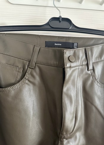 Bershka Bershka Haki Deri Kadın Pantolon