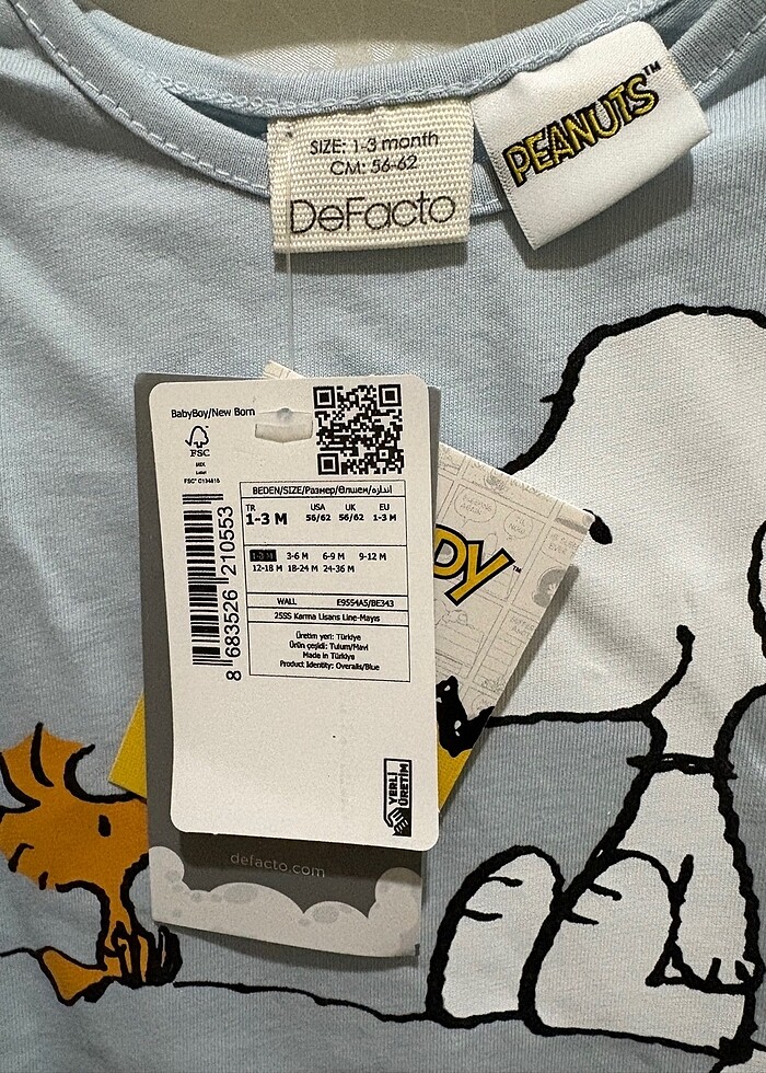 Snoppy bebek zıbın tulum çıtçıtlı - Görsel 5