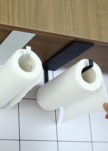 Diğer Beyaz Siyah Desenli Mutfak Havlu Askısı 2li